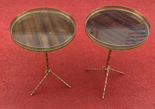 1970′ Pair Of Bronze Tripod Pedestal Tables With Bamboo Model Gallery Maison Baguès