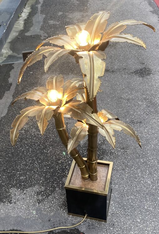 1970′ Palm Tree Floor Lamp, Brass By Barbier, Maison Jansen 3 Heads Brutalist Style H: 100 cm