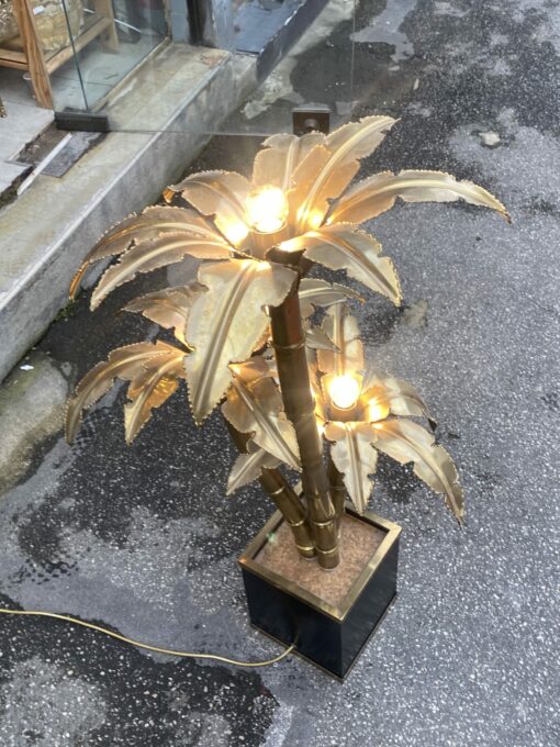 1970′ Palm Tree Floor Lamp, Brass By Barbier, Maison Jansen 3 Heads Brutalist Style H: 100 cm - Image 2