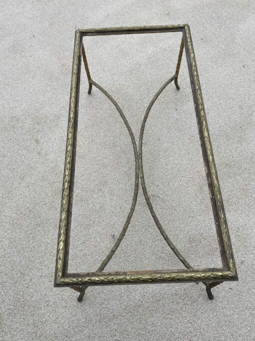 1970 ′ Bronze Coffee Table Palm Tree Model, Maison Charles, Double Arc De Cercle Spacer 106 x 50 x H 42 cm - Image 3