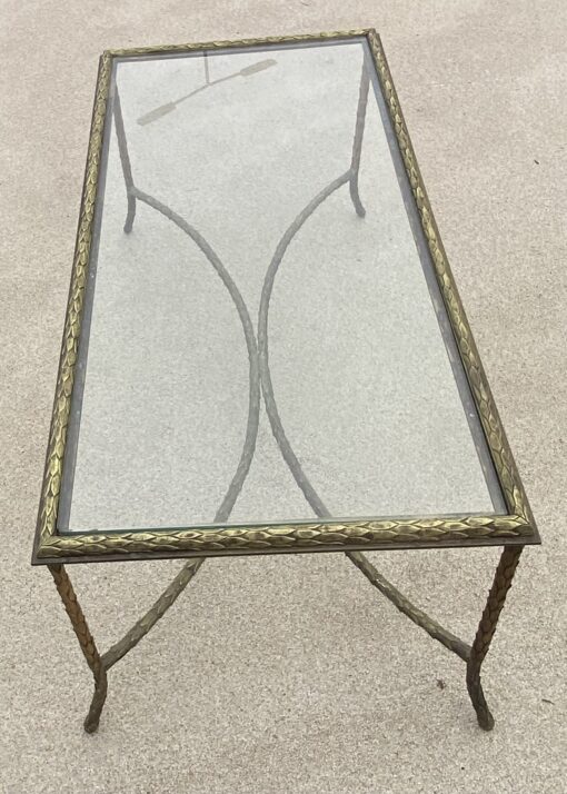 1970 ′ Bronze Coffee Table Palm Tree Model, Maison Charles, Double Arc De Cercle Spacer 106 x 50 x H 42 cm - Image 11