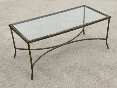 1970 ′ Bronze Coffee Table Palm Tree Model, Maison Charles, Double Arc De Cercle Spacer 106 x 50 x H 42 cm