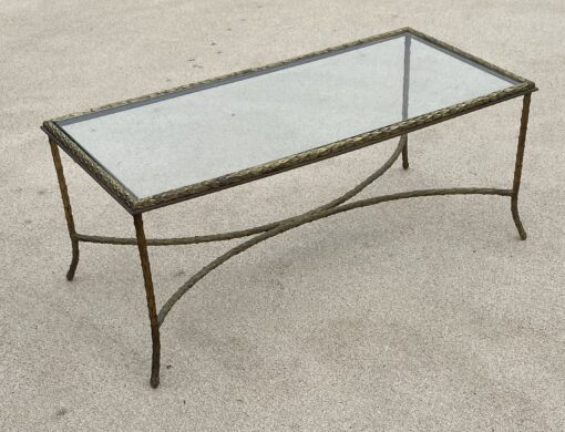 1970 ′ Bronze Coffee Table Palm Tree Model, Maison Charles, Double Arc De Cercle Spacer 106 x 50 x H 42 cm
