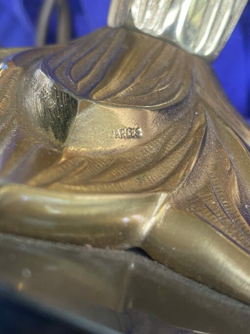1965′ Maison Charles Palm Tree Lamp In Bronze Signed - Image 15