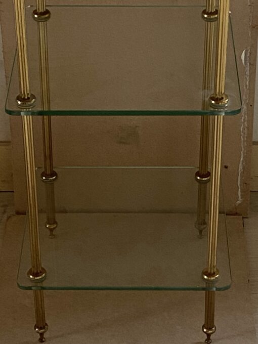 1970′ Maison Baguès Style 3-Tier Shelf Bronze And Glass 34.5 x 34.5 x H 83 cm - Image 9