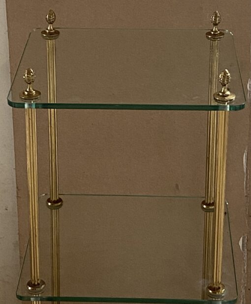 1970′ Maison Baguès Style 3-Tier Shelf Bronze And Glass 34.5 x 34.5 x H 83 cm - Image 8