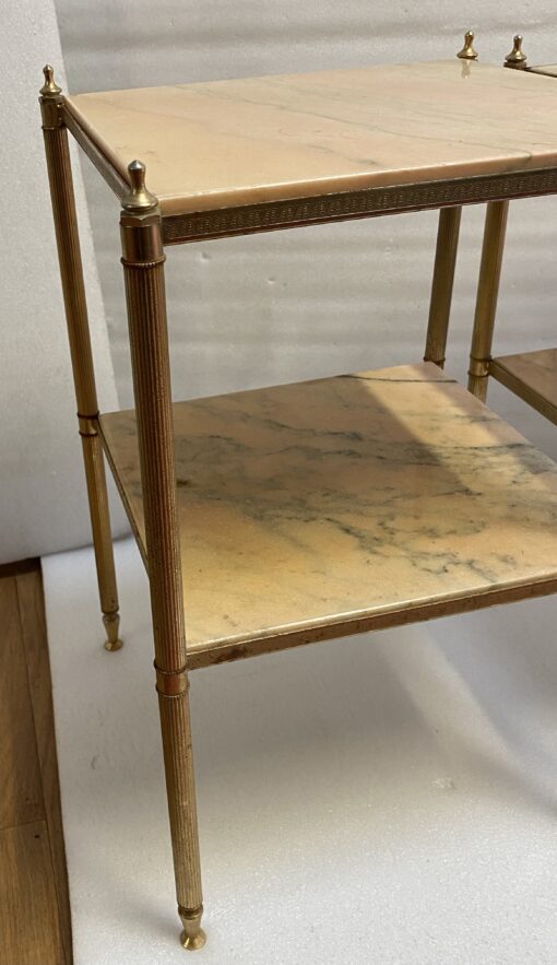 1970′ Pair Of Sofa Ends In Golden Metal Maison Jansen Style Onyx Trays 39 X 39 X H 59 cm - Image 11