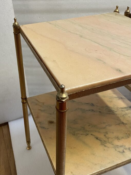 1970′ Pair Of Sofa Ends In Golden Metal Maison Jansen Style Onyx Trays 39 X 39 X H 59 cm - Image 10
