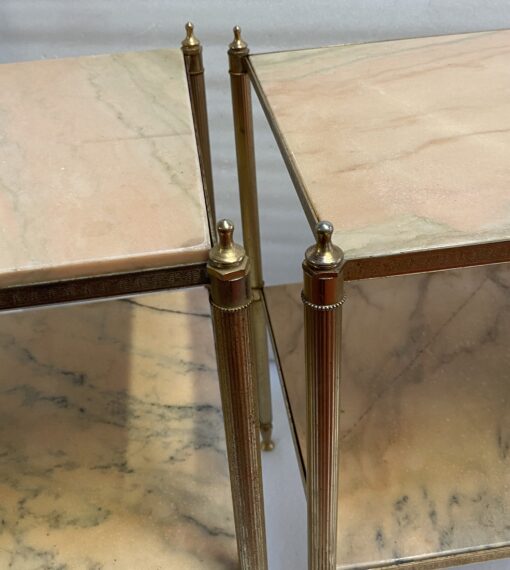 1970′ Pair Of Sofa Ends In Golden Metal Maison Jansen Style Onyx Trays 39 X 39 X H 59 cm - Image 9