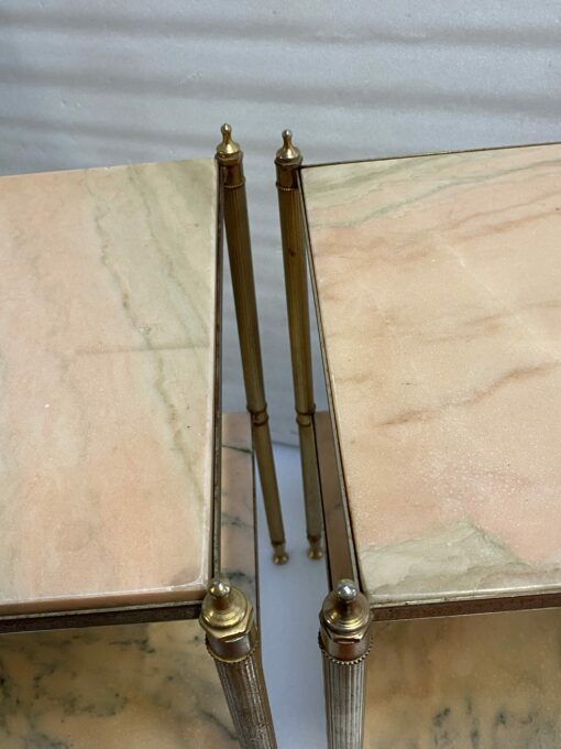 1970′ Pair Of Sofa Ends In Golden Metal Maison Jansen Style Onyx Trays 39 X 39 X H 59 cm - Image 8