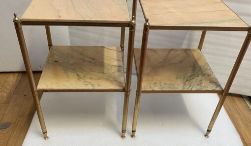 1970′ Pair Of Sofa Ends In Golden Metal Maison Jansen Style Onyx Trays 39 X 39 X H 59 cm - Image 6