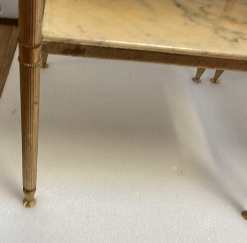 1970′ Pair Of Sofa Ends In Golden Metal Maison Jansen Style Onyx Trays 39 X 39 X H 59 cm - Image 3