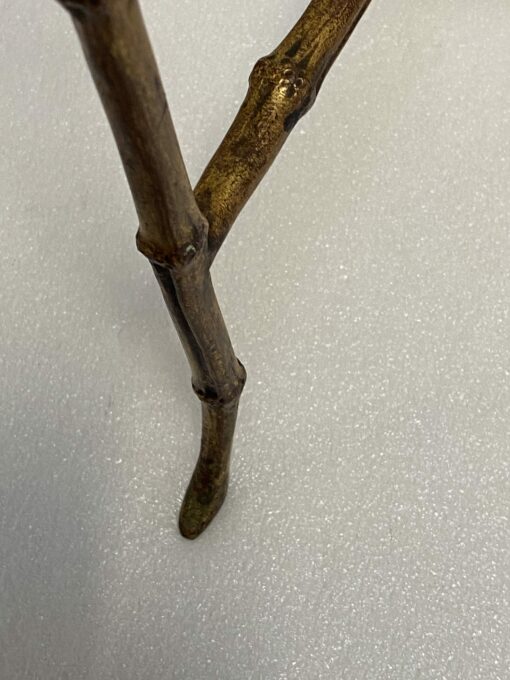 1970′ Maison Baguès Style Pedestal Table Bamboo Decor in Gilt Bronze With Glass Top H 50 Ø 37 cm - Image 12
