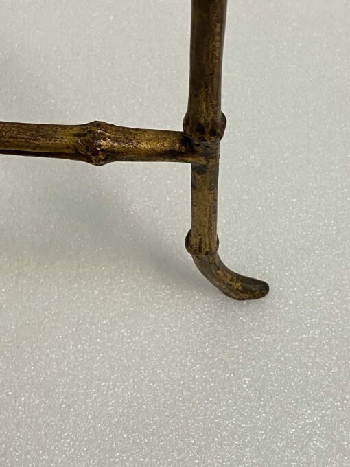 1970′ Maison Baguès Style Pedestal Table Bamboo Decor in Gilt Bronze With Glass Top H 50 Ø 37 cm - Image 11