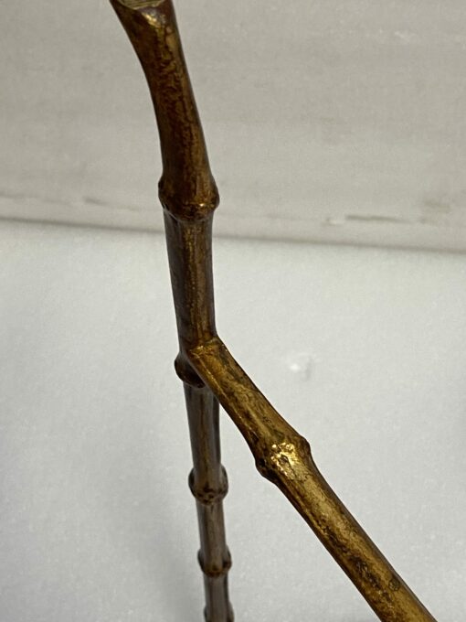 1970′ Maison Baguès Style Pedestal Table Bamboo Decor in Gilt Bronze With Glass Top H 50 Ø 37 cm - Image 10