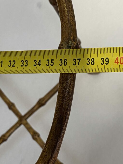1970′ Maison Baguès Style Pedestal Table Bamboo Decor in Gilt Bronze With Glass Top H 50 Ø 37 cm - Image 5