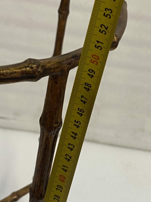 1970′ Maison Baguès Style Pedestal Table Bamboo Decor in Gilt Bronze With Glass Top H 50 Ø 37 cm - Image 3