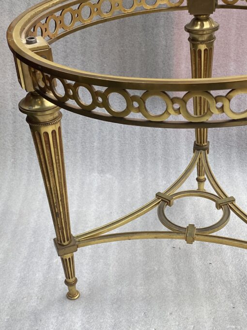 1950/70 Gilt Bronze Pedestal Päir Tables Maison Jansen Or Maison Charles Sea Green Marble Top With Triangular Spacer ⌀ 65 cm H 59 cm - Image 6