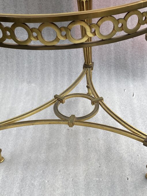 1950/70 Gilt Bronze Pedestal Päir Tables Maison Jansen Or Maison Charles Sea Green Marble Top With Triangular Spacer ⌀ 65 cm H 59 cm - Image 7