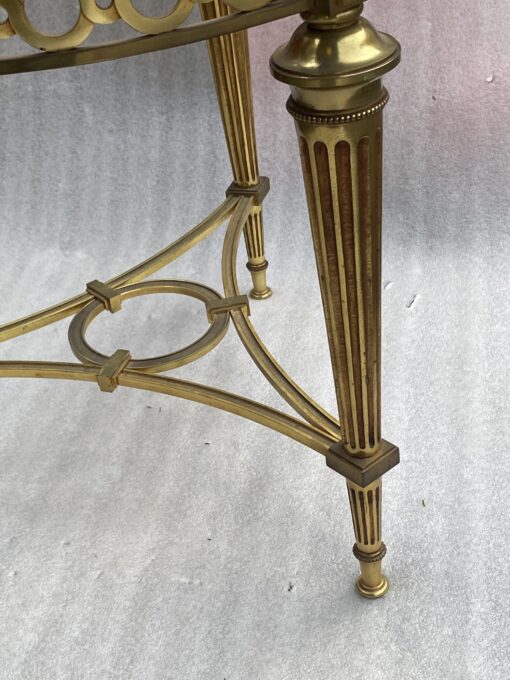 1950/70 Gilt Bronze Pedestal Päir Tables Maison Jansen Or Maison Charles Sea Green Marble Top With Triangular Spacer ⌀ 65 cm H 59 cm - Image 8