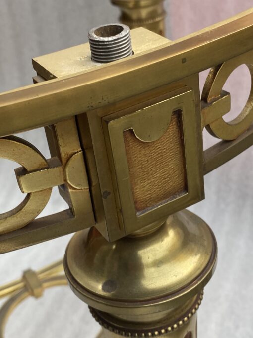 1950/70 Gilt Bronze Pedestal Päir Tables Maison Jansen Or Maison Charles Sea Green Marble Top With Triangular Spacer ⌀ 65 cm H 59 cm - Image 9