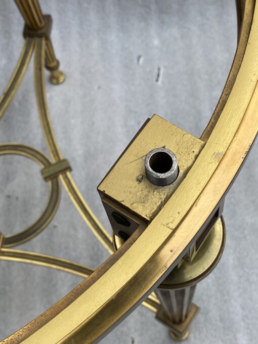 1950/70 Gilt Bronze Pedestal Päir Tables Maison Jansen Or Maison Charles Sea Green Marble Top With Triangular Spacer ⌀ 65 cm H 59 cm - Image 10