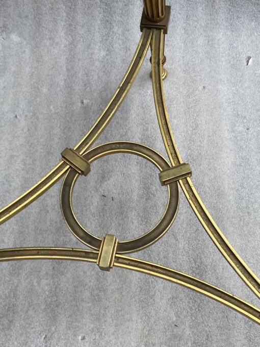 1950/70 Gilt Bronze Pedestal Päir Tables Maison Jansen Or Maison Charles Sea Green Marble Top With Triangular Spacer ⌀ 65 cm H 59 cm - Image 11