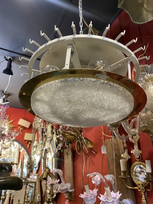 1970′ Lustre Plafonnier Doria 32 Cristaux En Verre Soufflé Design Venini Murano Ø 45 cm – Image 9