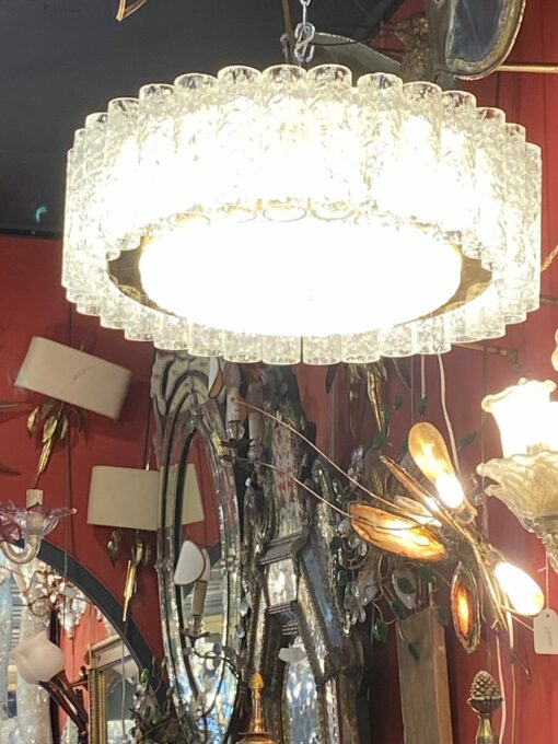 1970′ Lustre Plafonnier Doria 32 Cristaux En Verre Soufflé Design Venini Murano Ø 45 cm