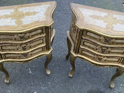 1950/70 Pair Of Italian Bedside Tables Golden Wood 63 X 30 X H 66 cm