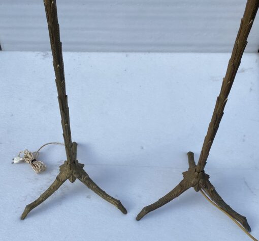 1970' Pair Of Patinated Bronze Floor Lamps Maison Charles Palm Tree Model - Image 9