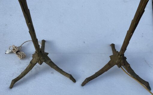 1970' Pair Of Patinated Bronze Floor Lamps Maison Charles Palm Tree Model - Image 8