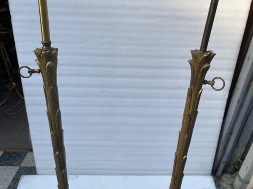 1970' Pair Of Patinated Bronze Floor Lamps Maison Charles Palm Tree Model - Image 6