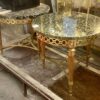 1950/70 Gilt Bronze Pedestal Päir Tables Maison Jansen Or Maison Charles Sea Green Marble Top With Triangular Spacer ⌀ 65 cm H 59 cm - Image 4