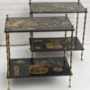 1950′ Pair Of Maison Baguès Tables Bamboo Decor In Gilt Bronze With Chinese Lacquer Trays 60 X 36 H 63 cm