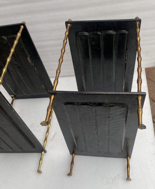 1950′ Pair Of Maison Baguès Tables Bamboo Decor In Gilt Bronze With Chinese Lacquer Trays 60 X 36 H 63 cm - Image 3