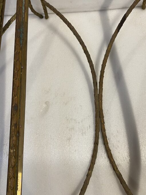 1970′ Pair Of Bronze Coffee Tables Palm Tree Model, Signed Maison Charles, Double Arc Spacer 106 x 50 x H 42 cm - Image 5