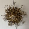 1970′ Plafonnier ou Applique à Décor de Feuilles en Métal Et Verre Maison Baguès Ou Banci Ø 60 cm