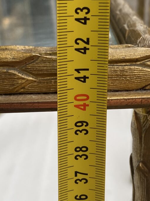 1970′ Table Basse Et Ses 2 Bouts De Canapés en Bronze Modèle Palmier, Maison Charles , Entretoise Double Arc De Cercle 105 x 55 x H 42 cm – Image 9