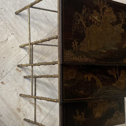 1950′ Series Of 3 Maison Baguès Nesting Tables In Gilt And Patinated Bronze, 3 Chinese Lacquer Trays 60 X 36 X H 47 cm - Image 7