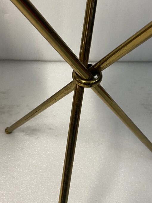 1950′ Pair of Gilt Brass And Carrara Marble Pedestal Tables Jacques Adnet Style Diam 37 cm H 55 cm - Image 13