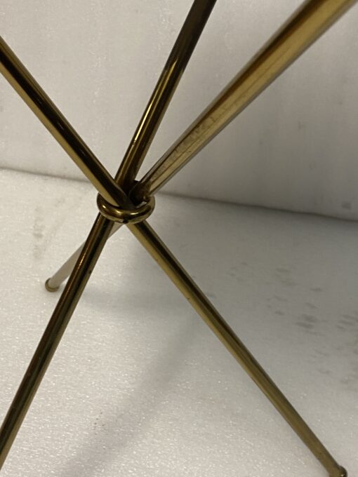 1950′ Pair of Gilt Brass And Carrara Marble Pedestal Tables Jacques Adnet Style Diam 37 cm H 55 cm - Image 10