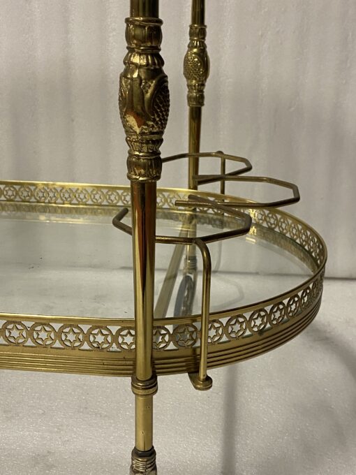 1970′ Rolling Bar in Bronze and Golden Brass Maison Baguès Oval Trays - Image 15
