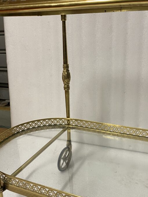 1970′ Rolling Bar in Bronze and Golden Brass Maison Baguès Oval Trays - Image 12