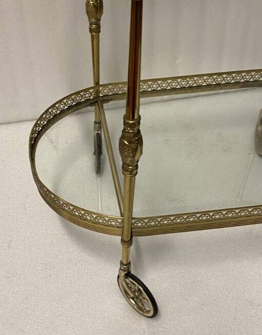 1970′ Rolling Bar in Bronze and Golden Brass Maison Baguès Oval Trays - Image 11
