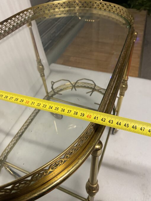 1970′ Rolling Bar in Bronze and Golden Brass Maison Baguès Oval Trays - Image 4