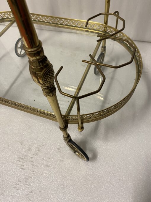 1970′ Rolling Bar in Bronze and Golden Brass Maison Baguès Oval Trays - Image 3