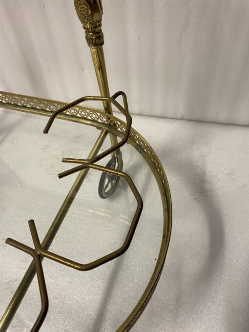 1970′ Rolling Bar in Bronze and Golden Brass Maison Baguès Oval Trays - Image 2