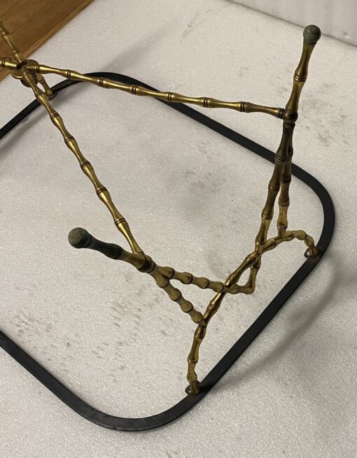 1950' Coffee Table Painted Iron Tray Maison Bagués in Bronze Bamboo Decor - Image 18