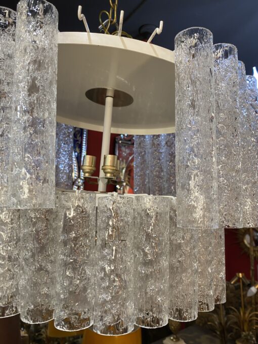 1970′ Doria Ceiling Chandelier 63 Blown Glass Crystals Design Venini Murano Ø 50 cm - Image 12